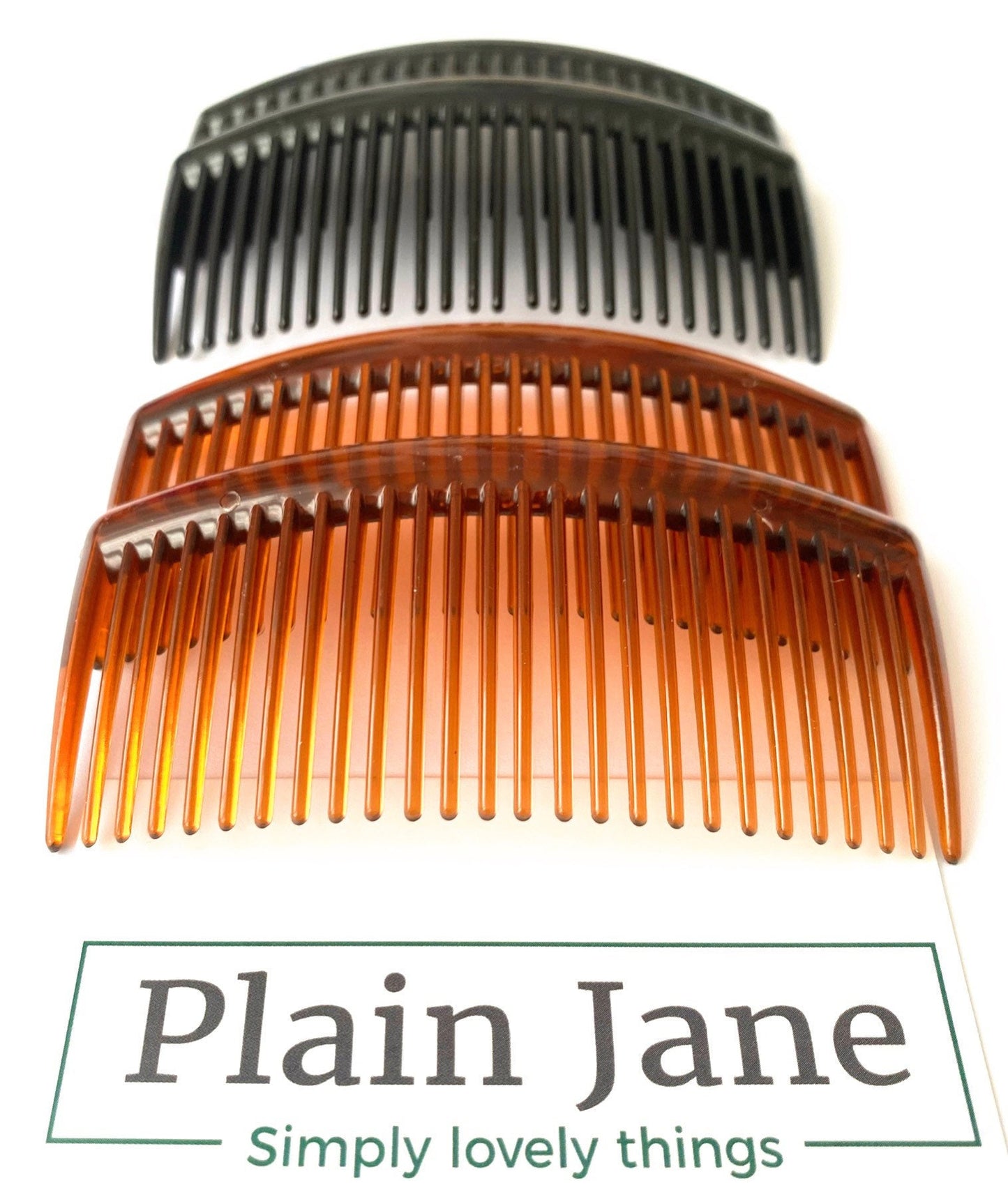 Must Have Side Combs x2 by Plain Jane - Ladies Hair Combs - Tortoiseshell Hair Comb - Acrylic French Hair Combs - Black Hair Combs