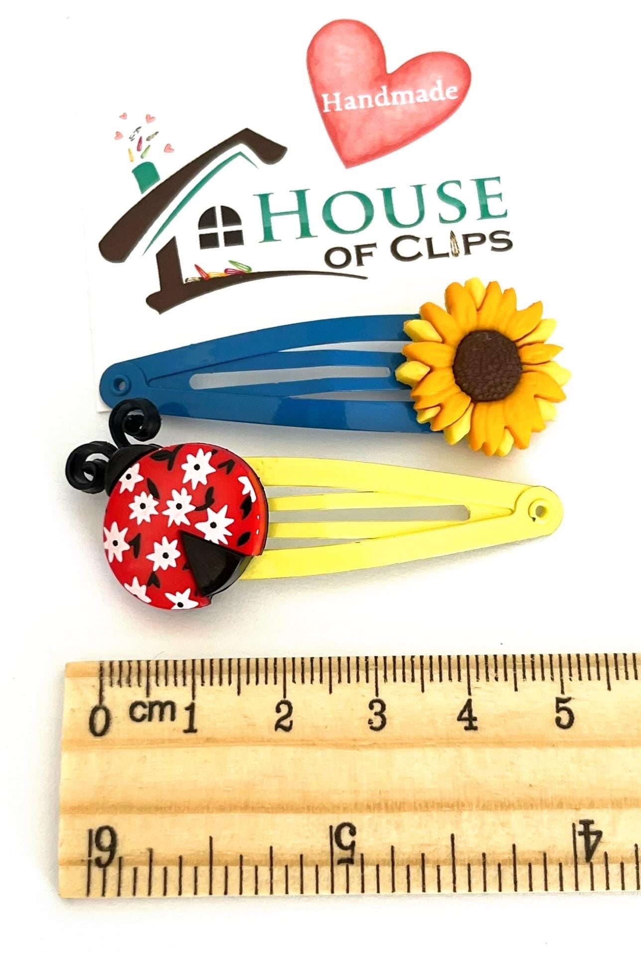 Handmade Ladybug & Sunflower Hair Clips: Fun in the Sun Set