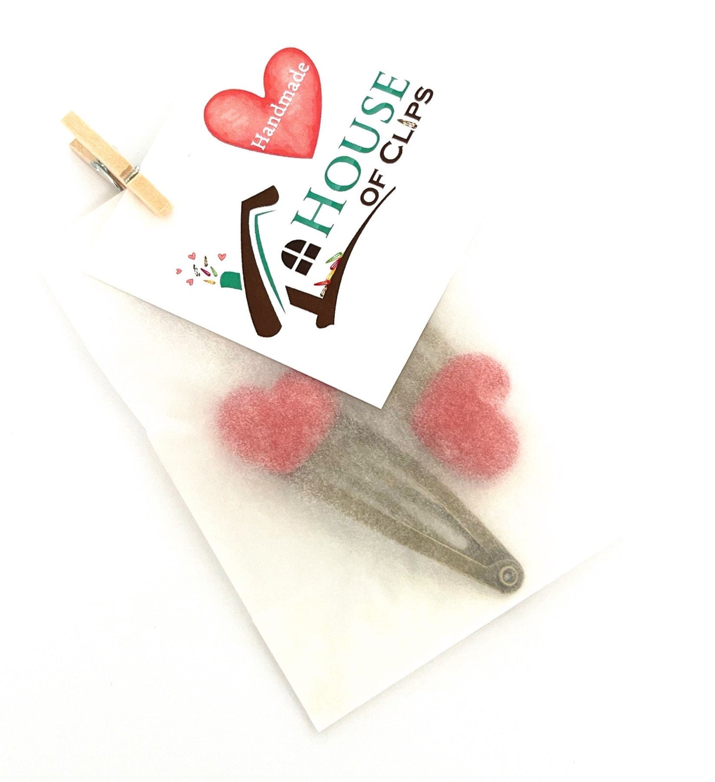Valentine Heart Hair Clips: Antique Gold Snap Clips, Set of 2