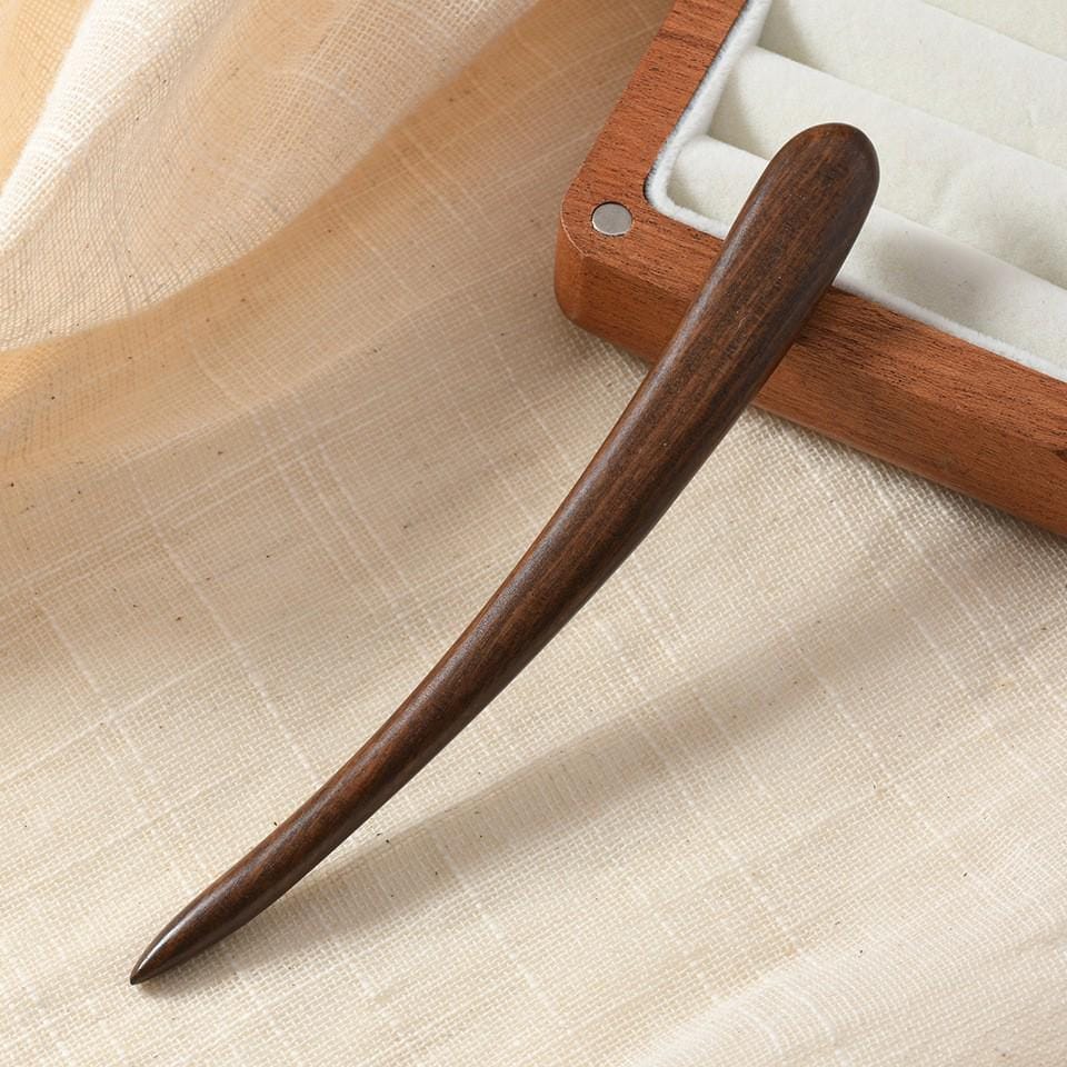 Sandalwood Hair Stick, Wooden Hair Stick, Curved Bun Stick, Wooden Hair Pin, Eco Friendly Hair Accessory, Plain Jane Hair Stick