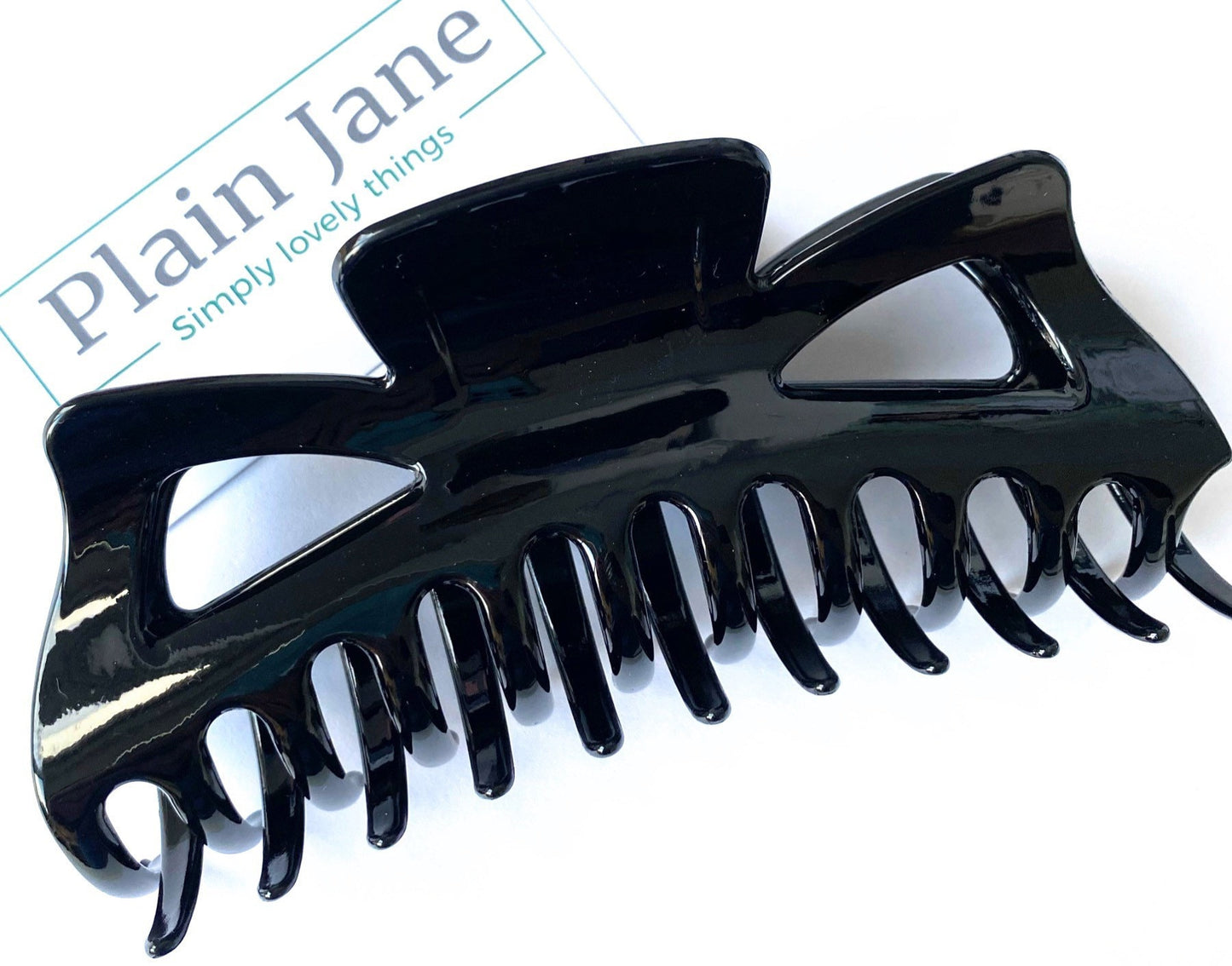 The Plain Jane Giant Onyx Odyssey Claw - Black Large Hair Claw - Vintage Style Large Hair Clamp - Black Hair Clip For Long Thick Hair -