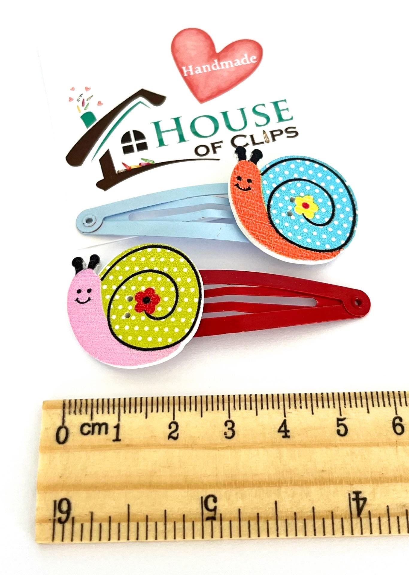 Slow And Steady Wins The Race Clips x2, Snail Hair Clips Handmade, Snail Bug Barrettes, Snail Slug Hair Slides, Gender Neutral Hair Snap Cli