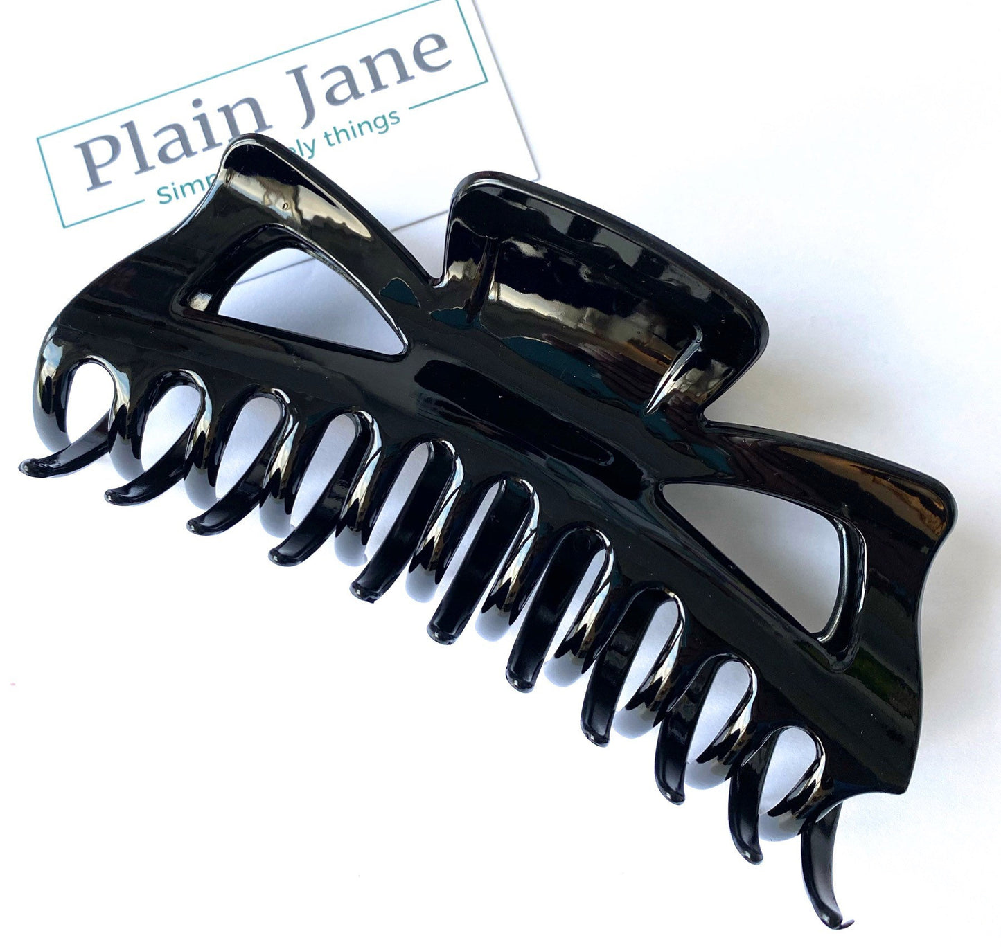 The Plain Jane Giant Onyx Odyssey Claw - Black Large Hair Claw - Vintage Style Large Hair Clamp - Black Hair Clip For Long Thick Hair -