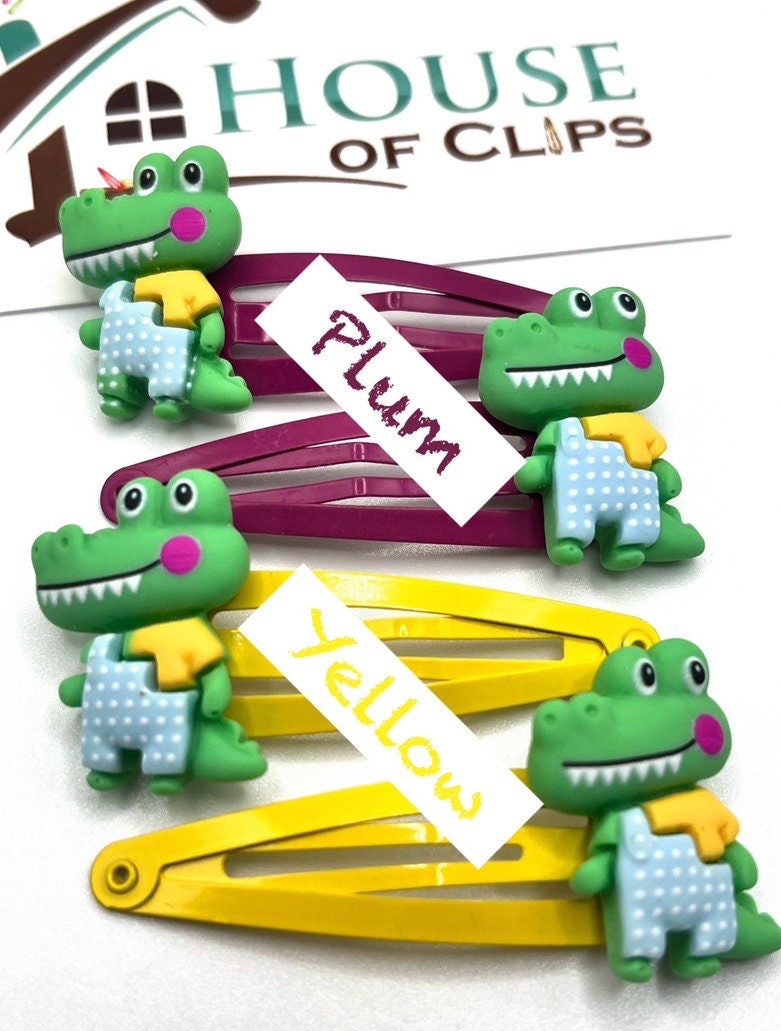 Ali the Gator Hair Clips: Crocodile Alligator Hair Slides - Set of 2