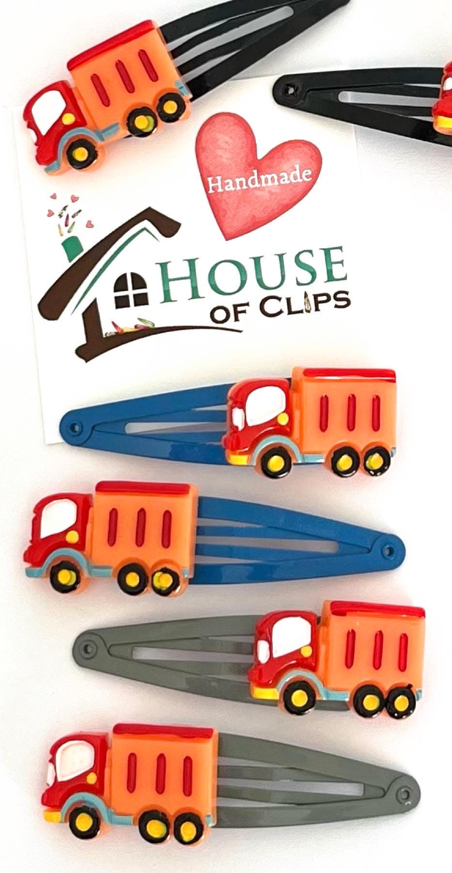Truck Hair Clips: Construction Vehicle Hair Barrettes - Set of 2