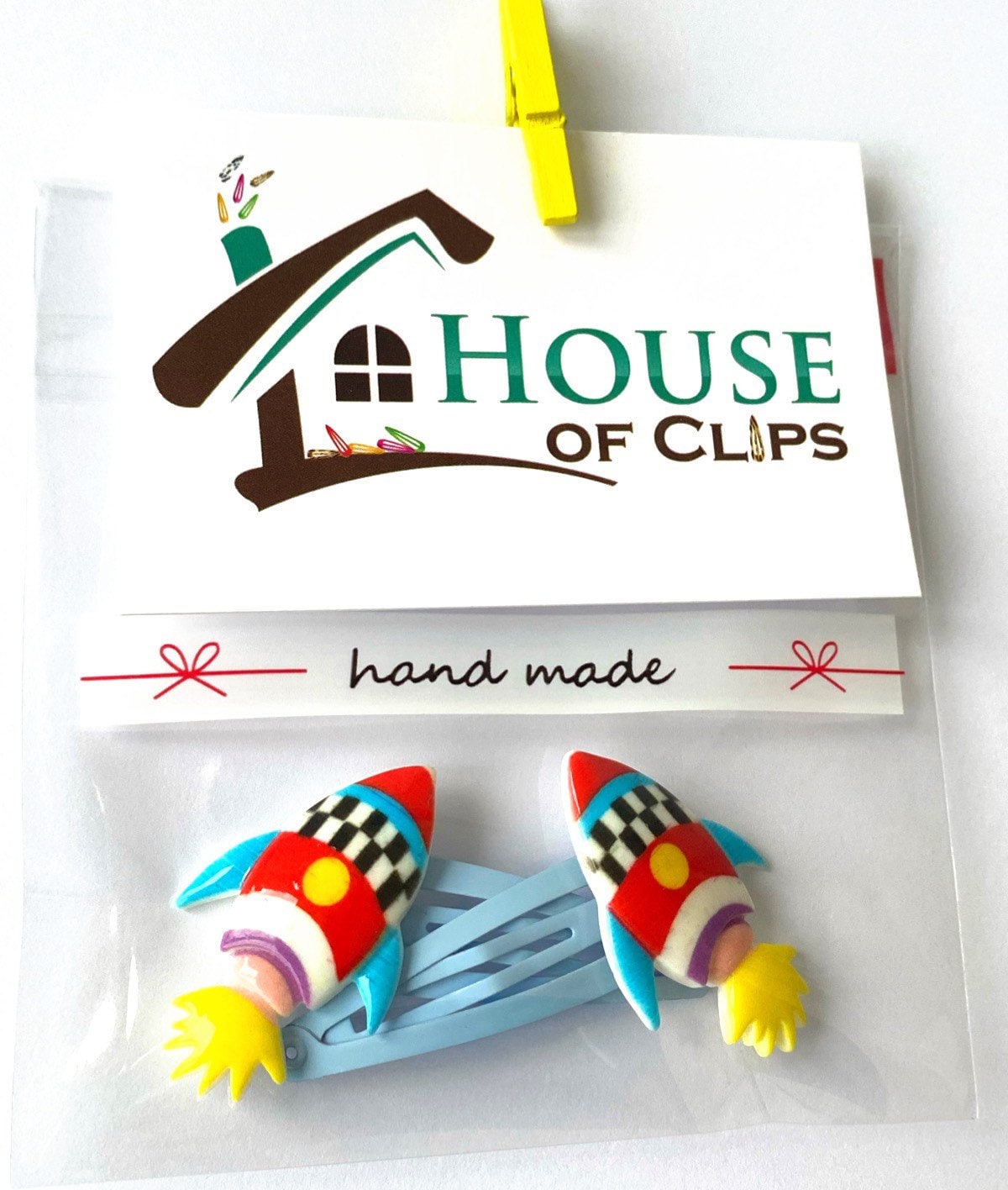 Rocket Hair Clips: Non-Slip Pigtail Barrettes - Set of 2