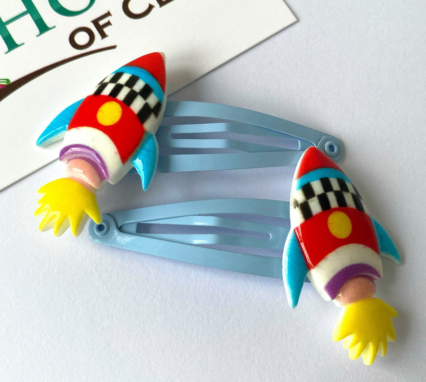 Rocket Hair Clips: Non-Slip Pigtail Barrettes - Set of 2
