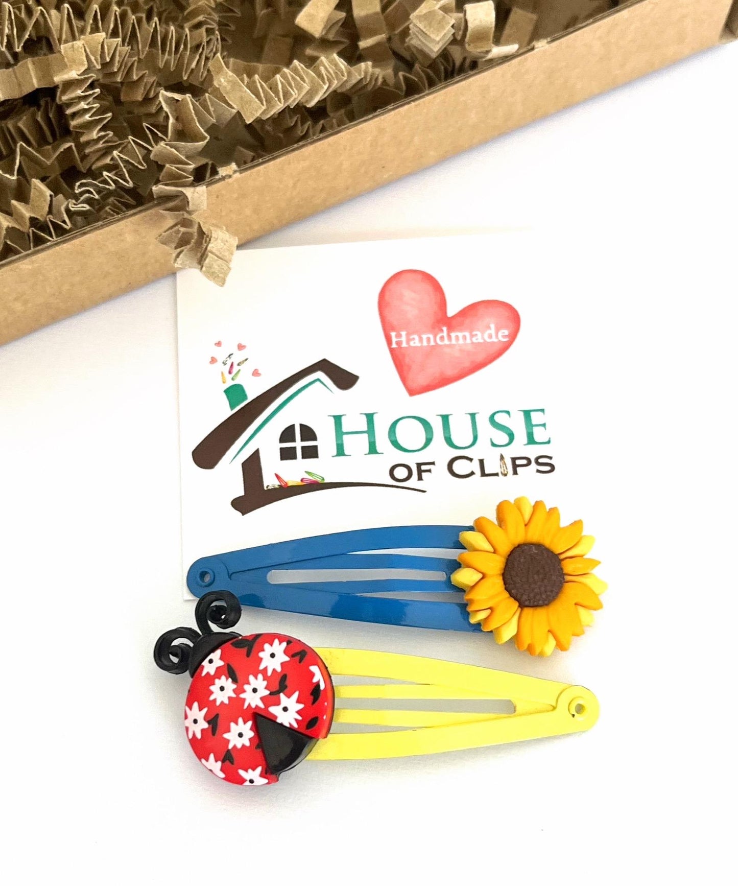 Handmade Ladybug & Sunflower Hair Clips: Fun in the Sun Set