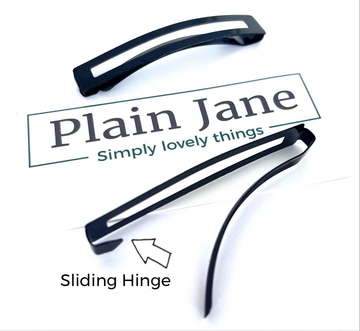 Black Hair Clips by Plain Jane: Retro Adult Hair Slides (x2)