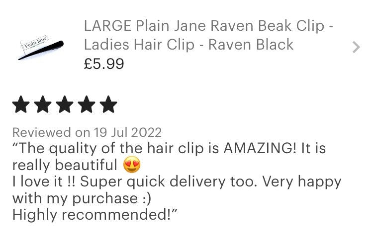 LARGE Plain Jane Raven Beak Clip - Ladies 13cm Clip - Minimalist Crocodile Clip- Metal Plain Black Hair Clips - Japanese Kimono Clip