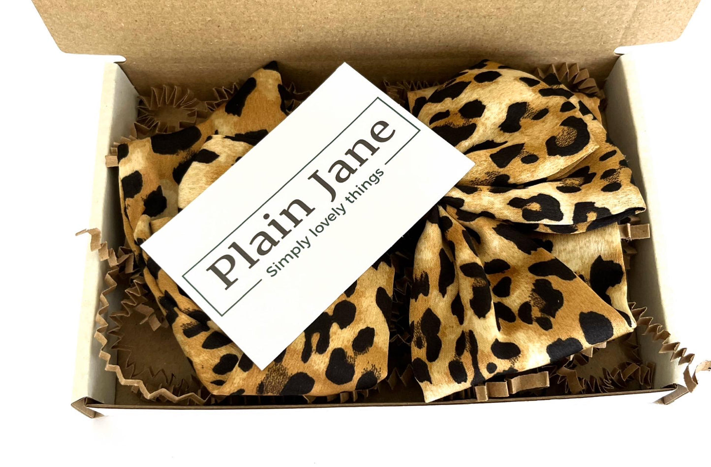 Leopard Print Hair Bow Clip: Long Tails, Silver Beak Clip