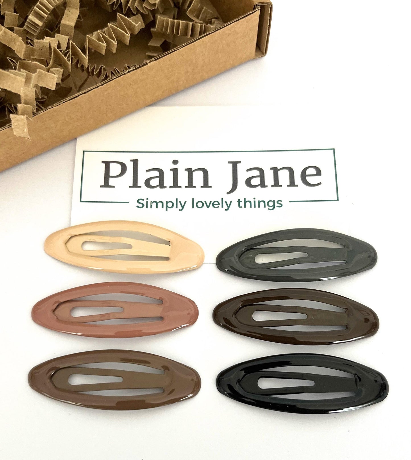 Perfectly Neutral Oval Clips by Plain Jane x6 - 50s Style Clips - Strong Nude Plain Snap Clips - Vintage Style Hair Clips - Fringe Clips