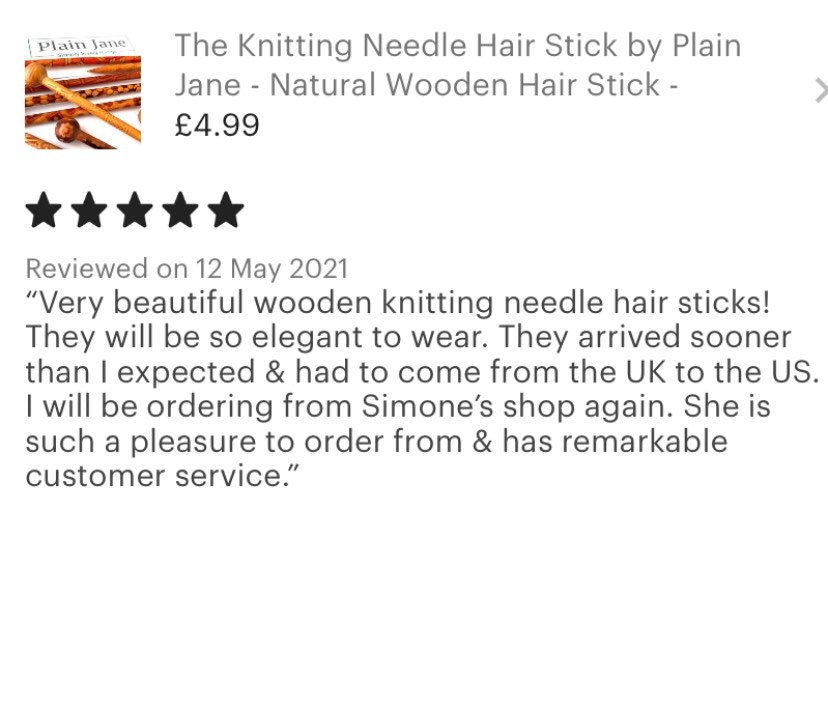 The Knitting Needle Hair Stick by Plain Jane - Natural Wooden Hair Stick - Wooden Bun Stick - Wooden Hair Stick with Ball End