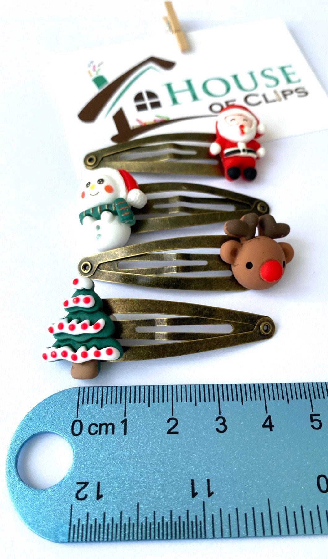 Vintage Christmas Hair Clip Set x4 - Antique Gold Christmas Barrettes - Xmas Hair Slides - Xmas Stocking Gift Idea - Stocking Fillers -