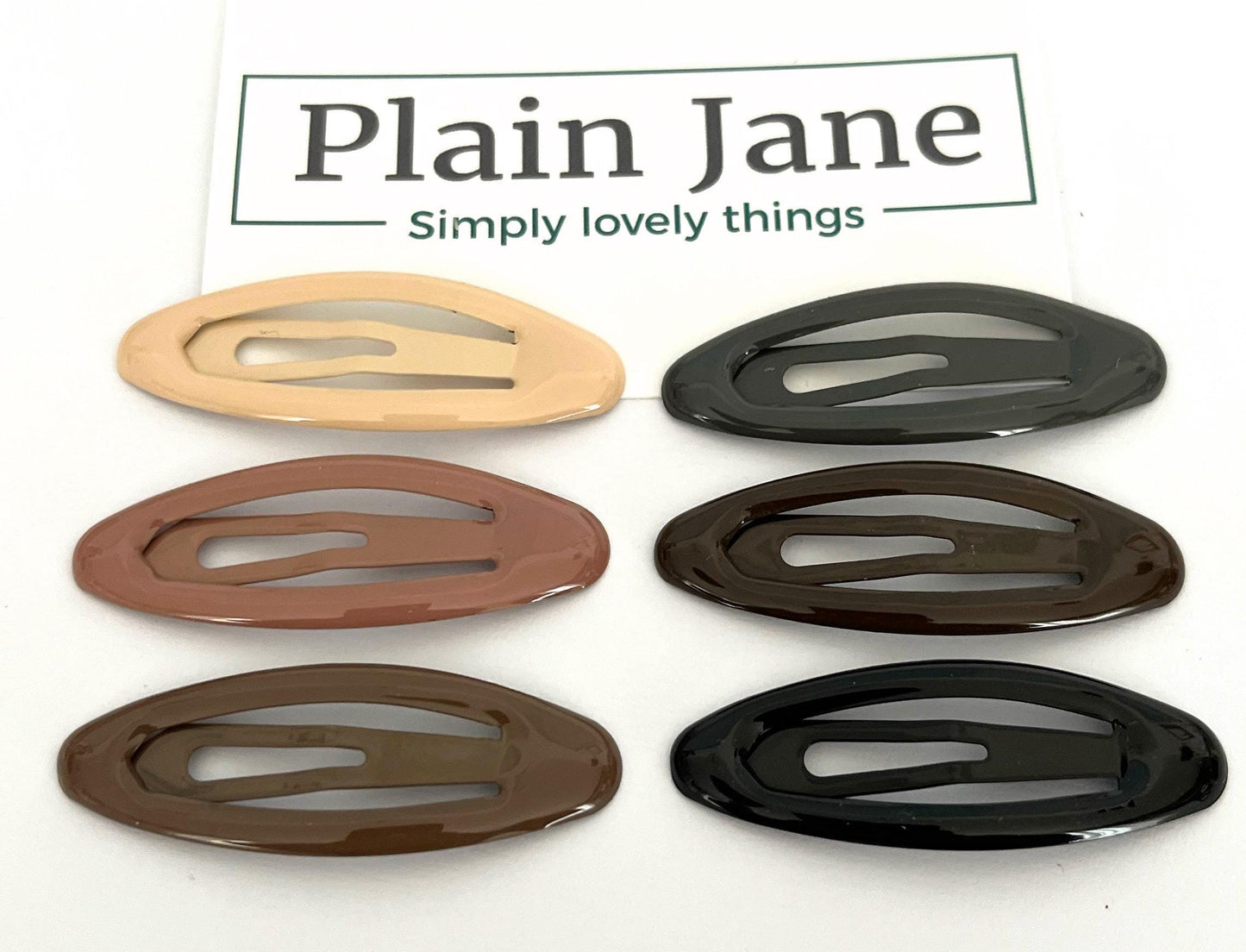 Perfectly Neutral Oval Clips by Plain Jane x6 - 50s Style Clips - Strong Nude Plain Snap Clips - Vintage Style Hair Clips - Fringe Clips