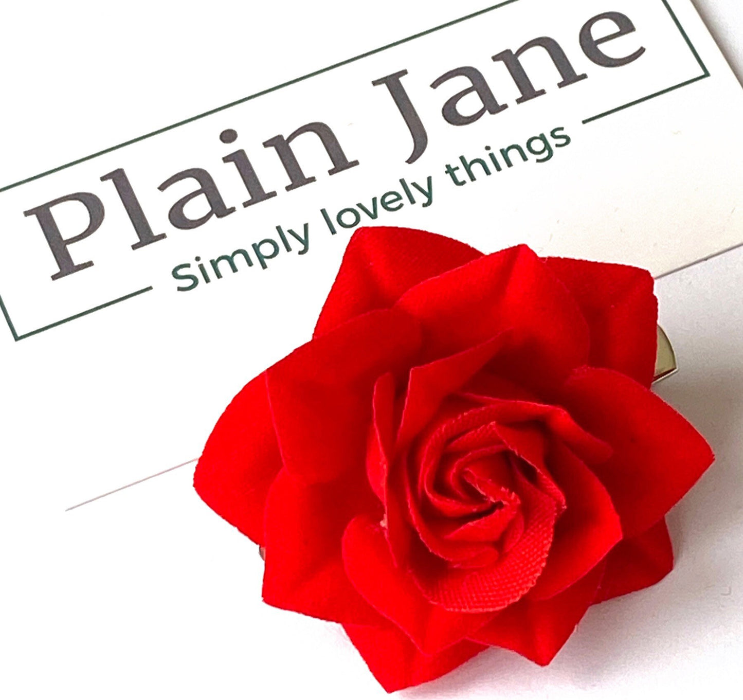 The Plain Jane Eternal Rose Clamp - Plain Jane Rose Crocodile Clip - Rose Hair Clip - Red Nylon Rose Hair Clamp - Floral Hair Clip