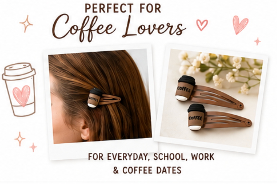 Brew-tiful Mornings Coffee Snap Clips | Handmade Coffee Cup Hair Clips Pair