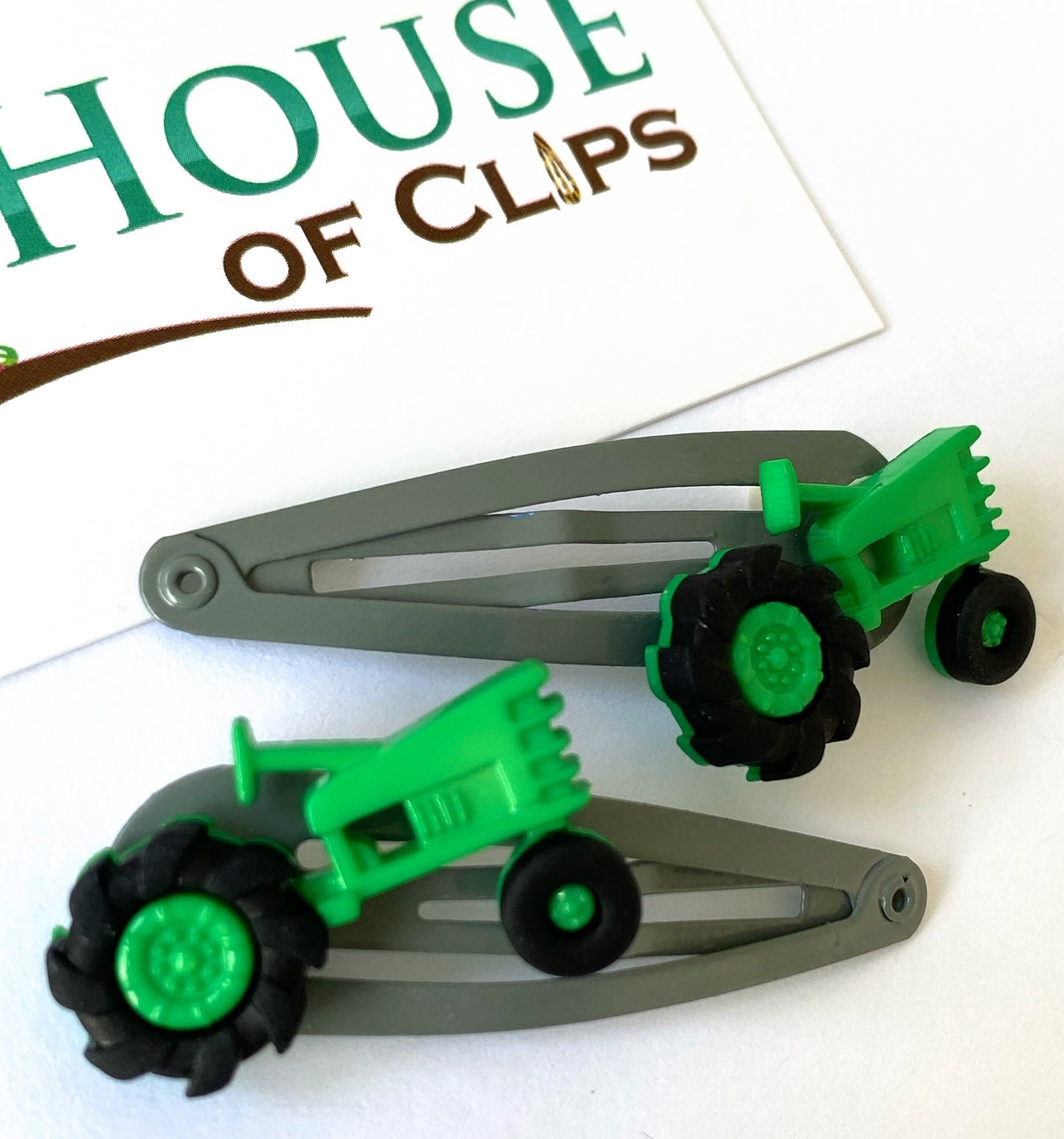 Boys Tractor Hair Clips x2, Gender Neutral Kids Gift, Kids Party Gift, Hair Clips For Boys, Gift For Farmer Boys, Boys Barrettes, Boys Hair