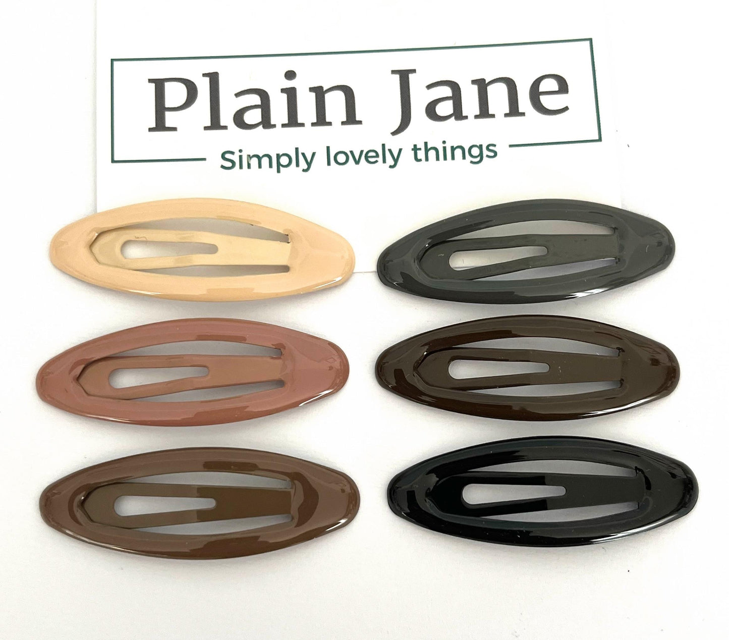 Perfectly Neutral Oval Clips by Plain Jane x6 - 50s Style Clips - Strong Nude Plain Snap Clips - Vintage Style Hair Clips - Fringe Clips