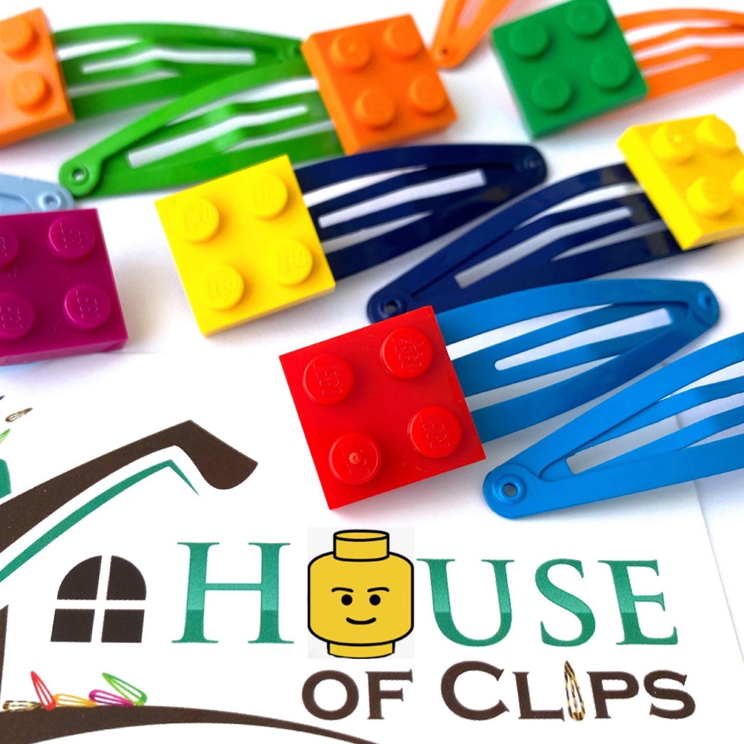 Brick Hair Clips x2: Building Block Snap Clip - 17 Colors