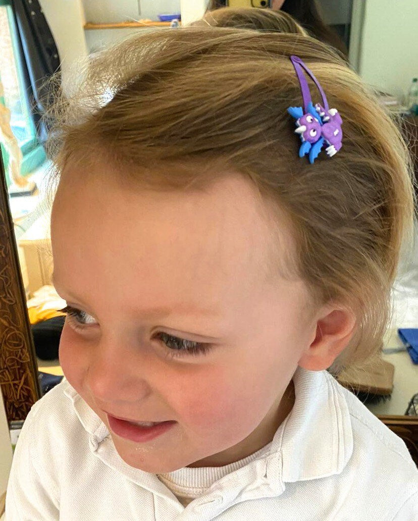 Dragon Hair Clips: Purple & Blue Barrettes - Set of 2
