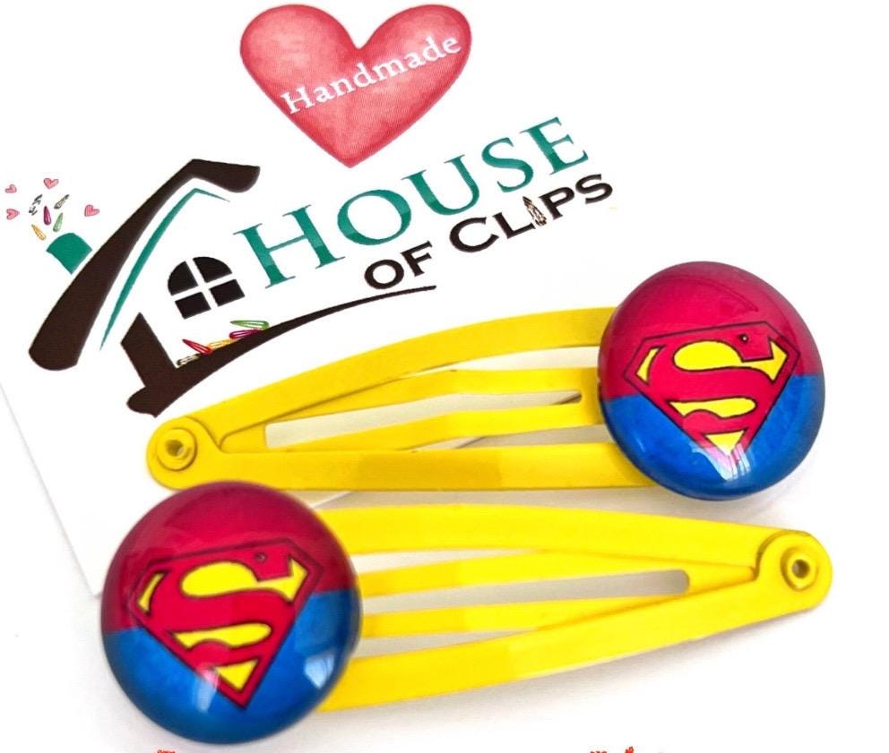 Superhero Hair Clips x2, Snap Clips, Boys Hair Accessories, Comic Hero Hair Clips, Kids Gift, Hero Themed Hair Clips
