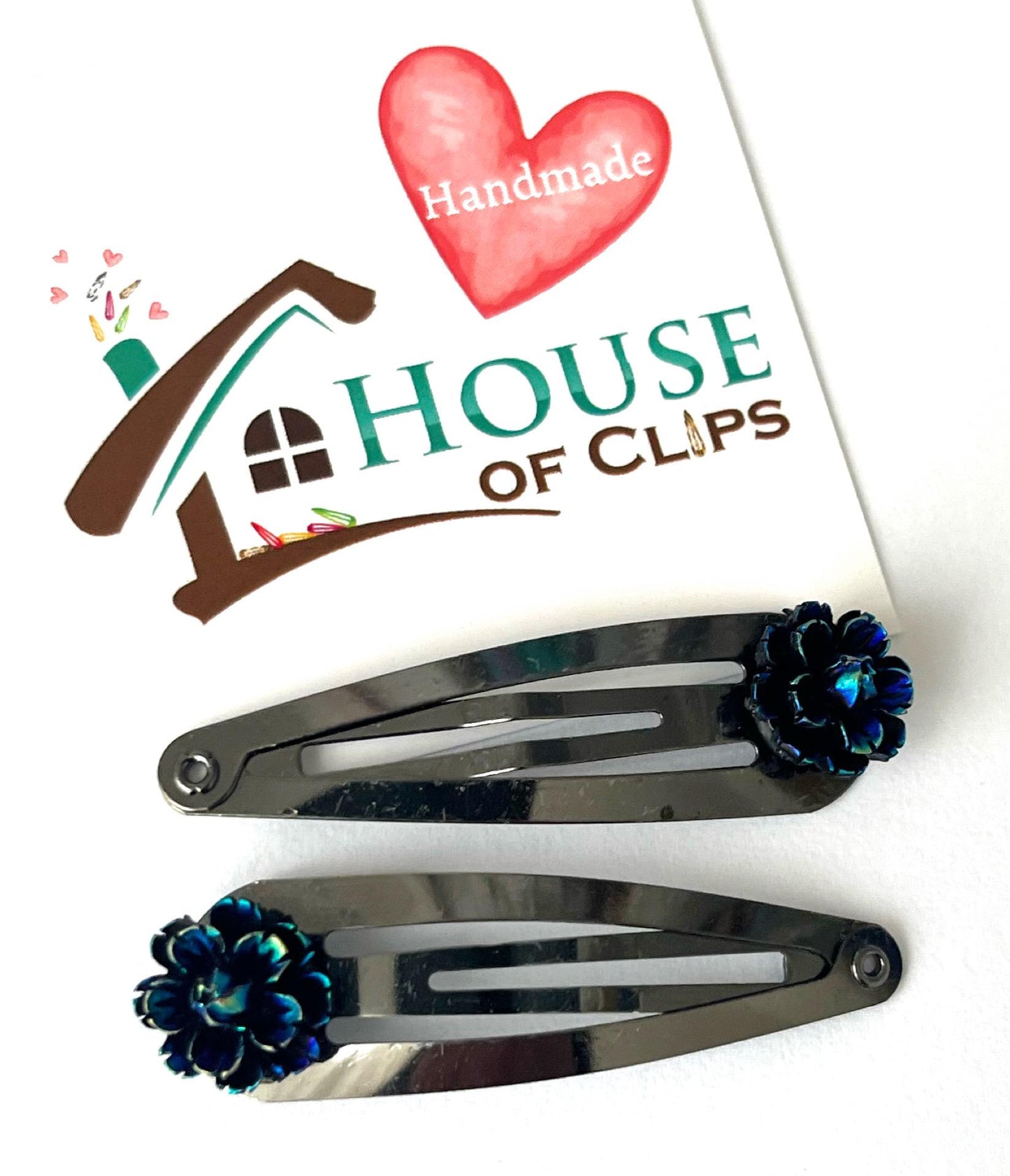 Black Baccara Rose Clip by Plain Jane x2 - Plain Jane Retro Black Hair Clip - Gothic Hair Clip - Goth Hair Clips