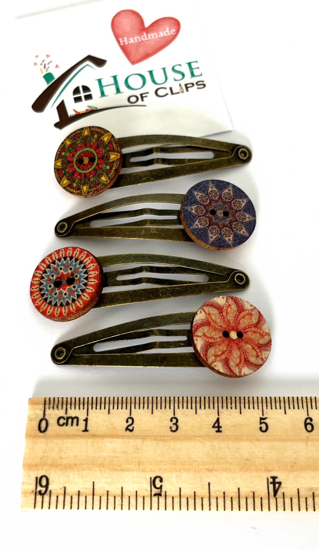 Goddess Button Hair Clips x4 by Plain Jane - Button Hair Clips - Vintage Style Hair Clips - Hair Clips Ladies - Ladies Snap Clips