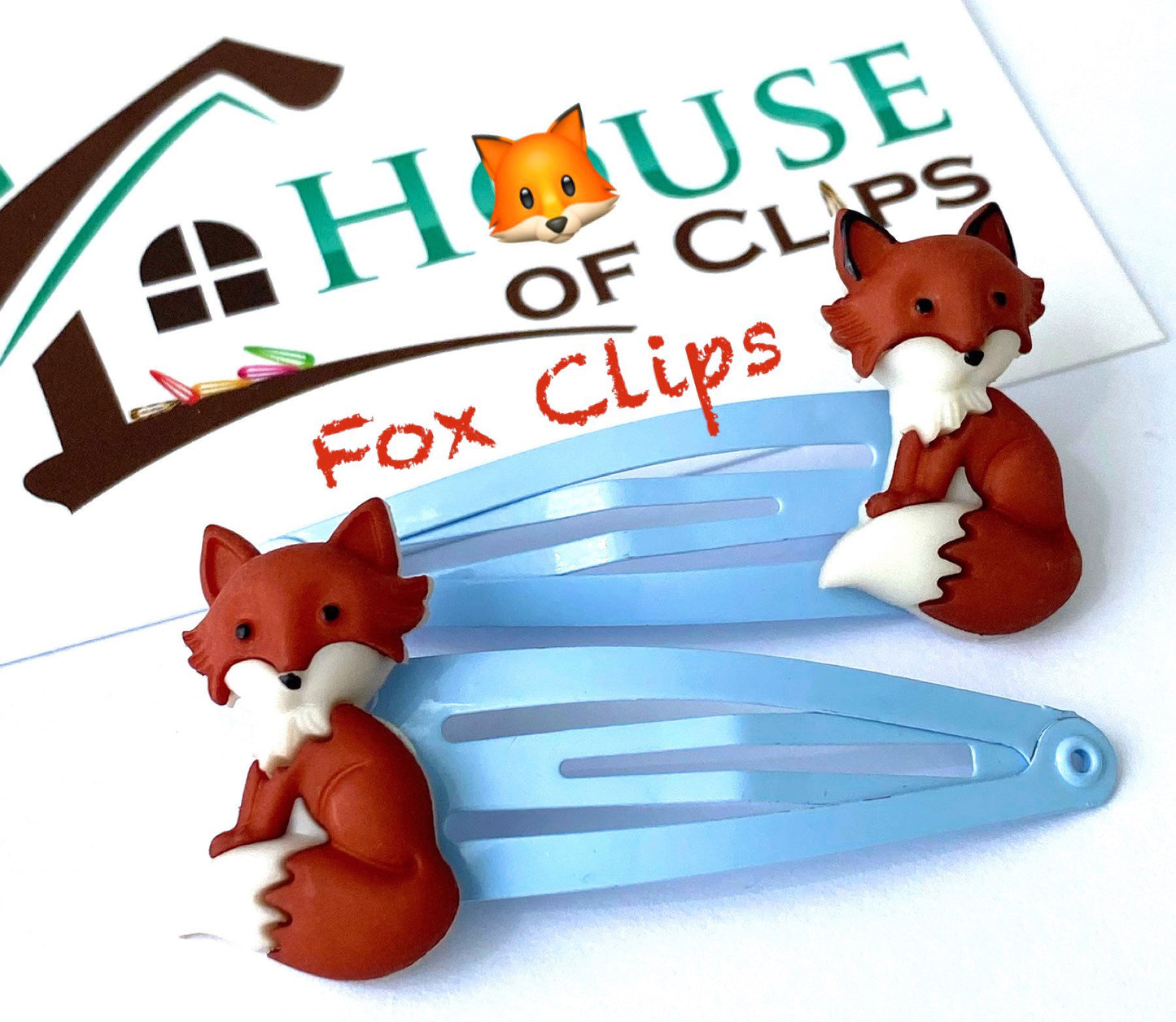 Fox Hair Clips x2 - Fox Non Slip Hair Snaps - Boys Hair clips - Gift for Niece - Fox Lovers - Gift for Granddaughter- Fox Gift