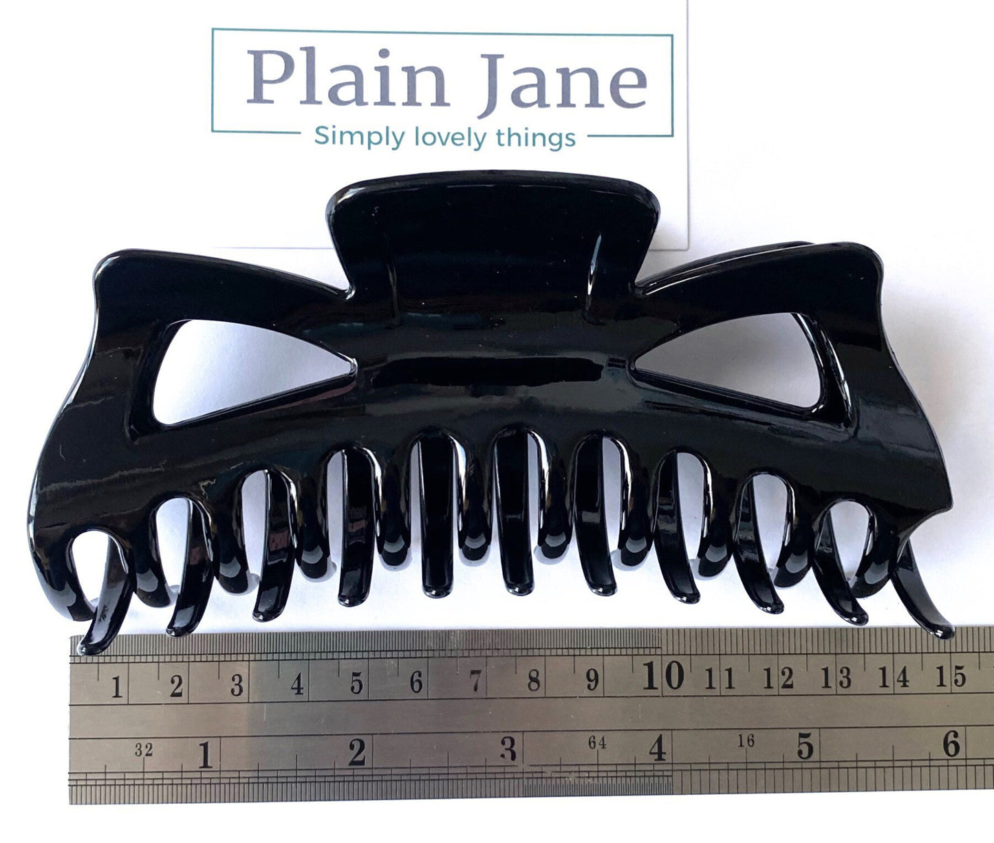 The Plain Jane Giant Onyx Odyssey Claw - Black Large Hair Claw - Vintage Style Large Hair Clamp - Black Hair Clip For Long Thick Hair -