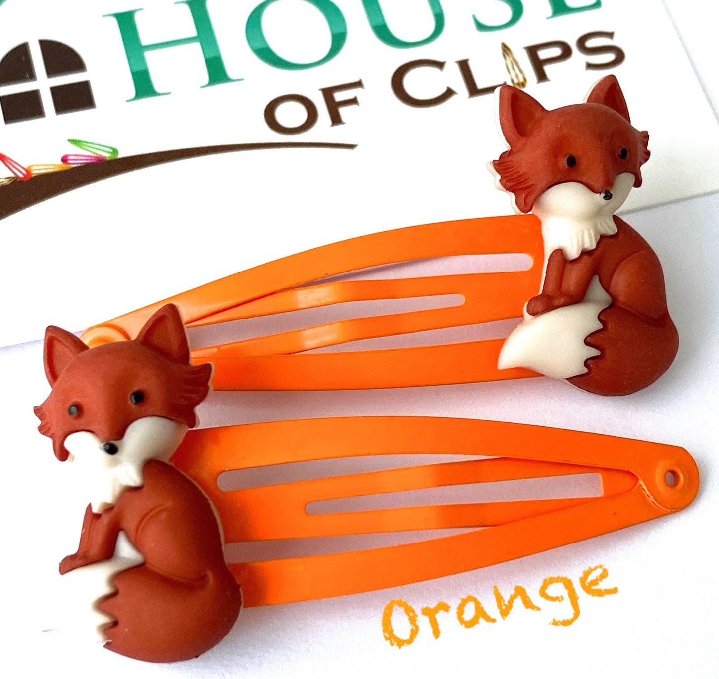 Fox Hair Clips x2 - Fox Non Slip Hair Snaps - Boys Hair clips - Gift for Niece - Fox Lovers - Gift for Granddaughter- Fox Gift