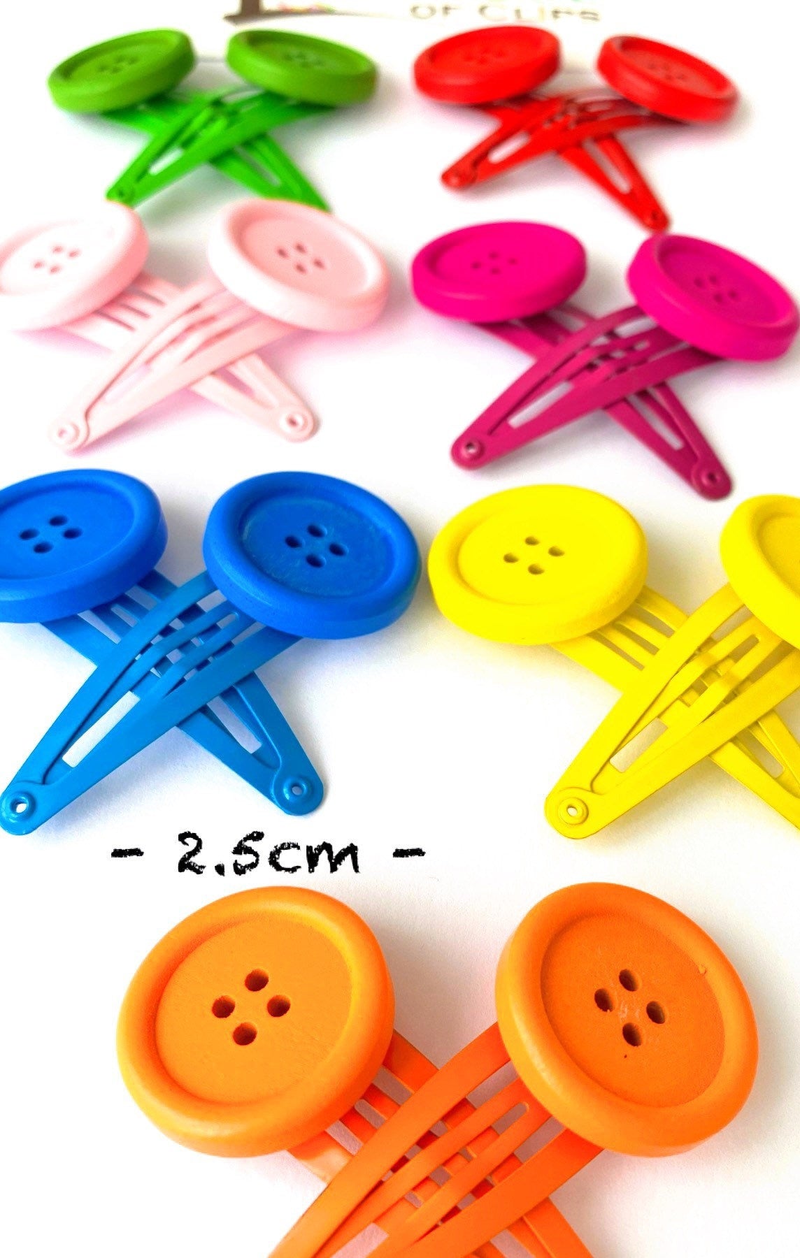 Large Rainbow Button Hair Clips x2 - Girls Hair Clips - Button Barrettes - YOU CHOOSE COLOUR - Blue hair clips - Hair Clips -You Choose