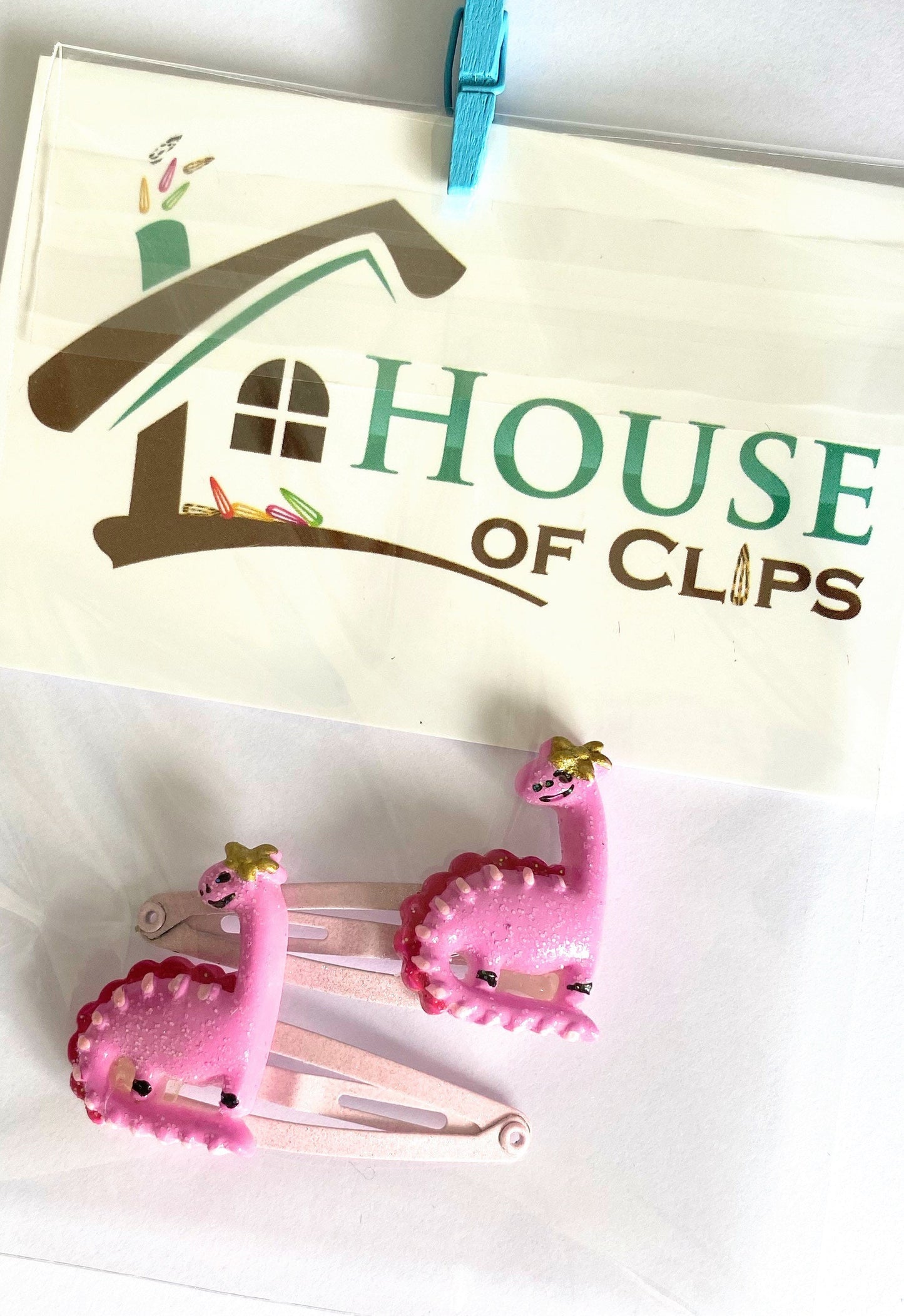 Dinosaur Hair Clips: Stegosaurus, Triceratops, Diplodocus (Set of 2)