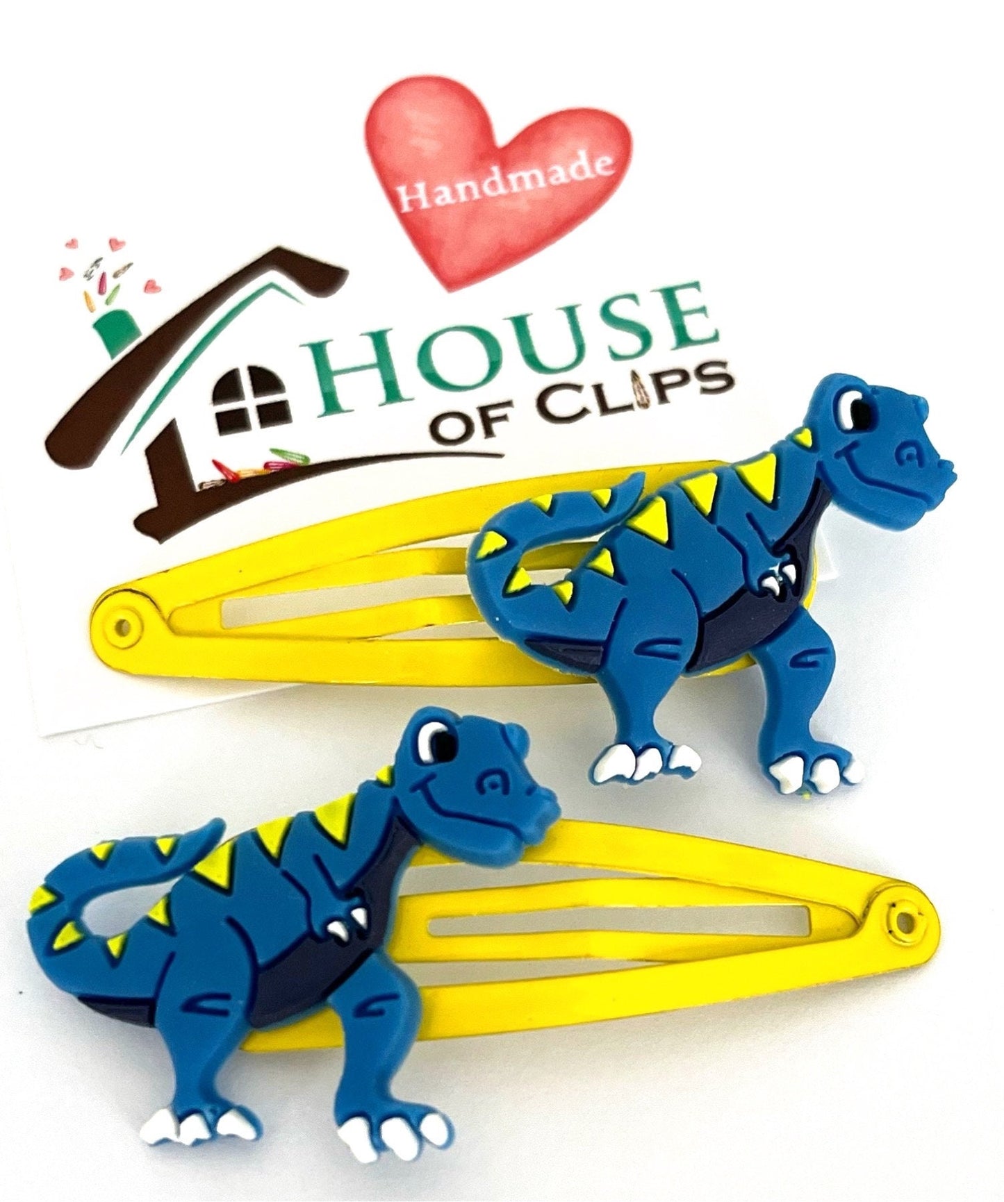 T-Rex Dinosaur Hair Clips: Acrylic Snap Barrettes (Set of 2)