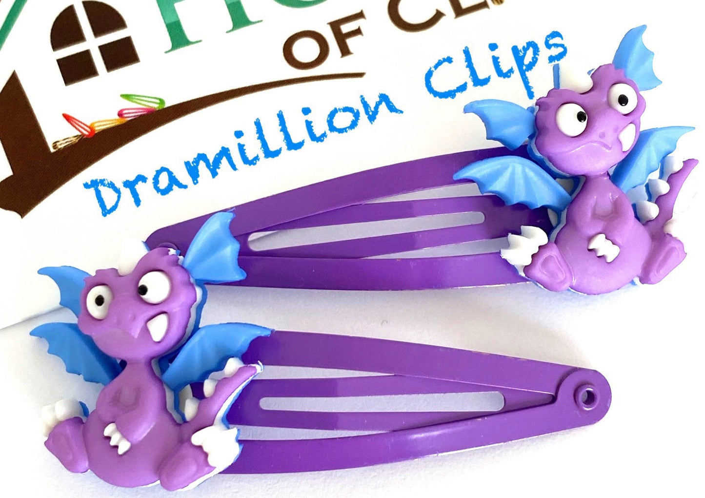 Dragon Hair Clips: Purple & Blue Barrettes - Set of 2