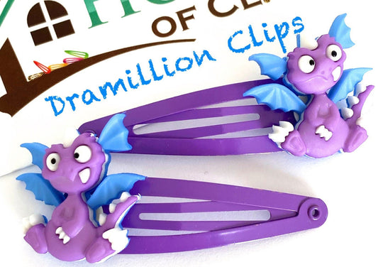 Dragon Hair Clips: Purple & Blue Barrettes - Set of 2