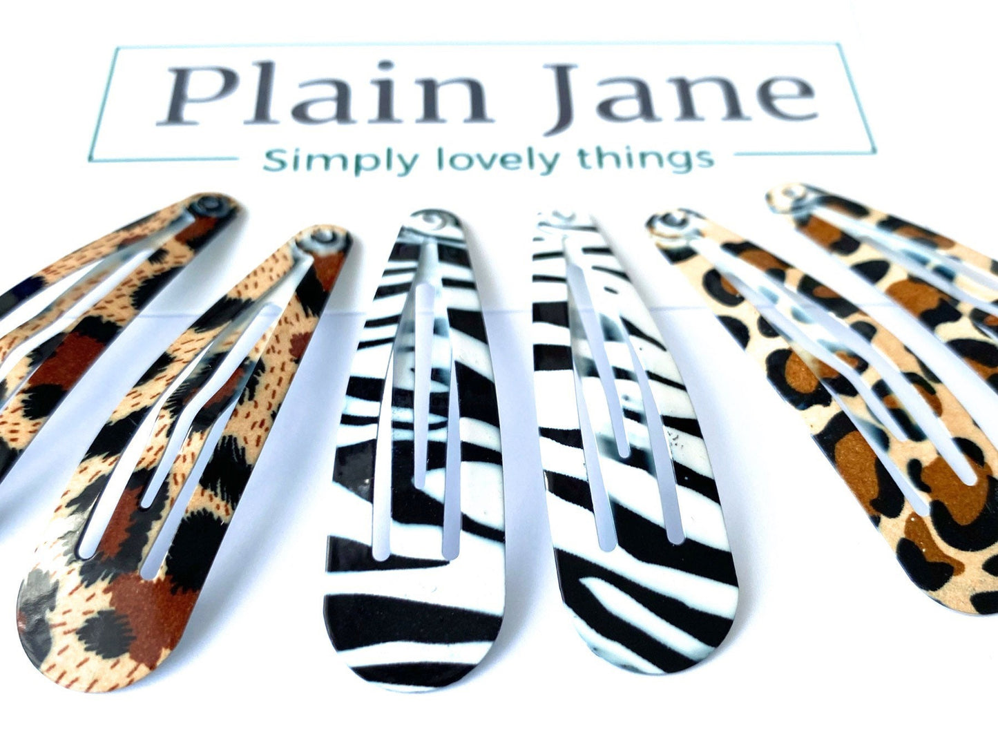 Animal Print Snap Hair Clips: Leopard, Zebra, Cheetah - Set of 6