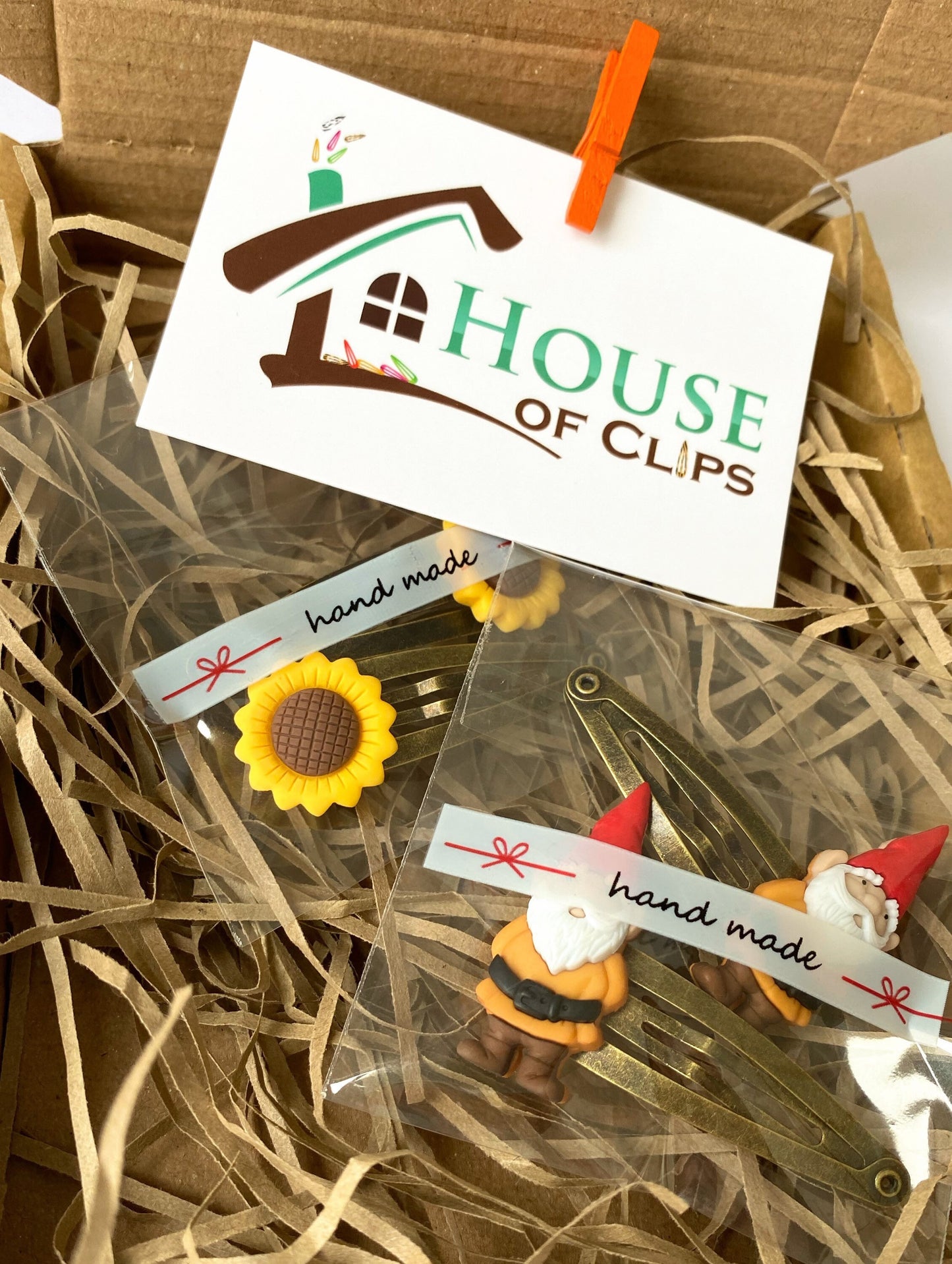 Gnome & Sunflower Hair Clips: Gardening Gift Set of 4