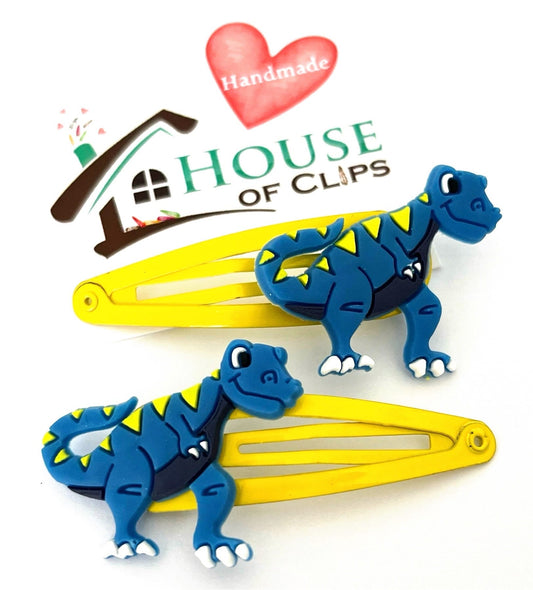 T-Rex Dinosaur Hair Clips: Acrylic Snap Barrettes (Set of 2)