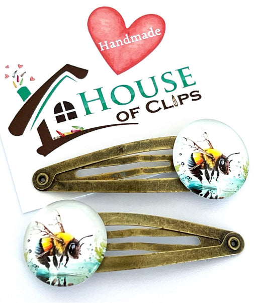 Antique Bee Hair Clips: Vintage Style Barrettes (Set of 2)