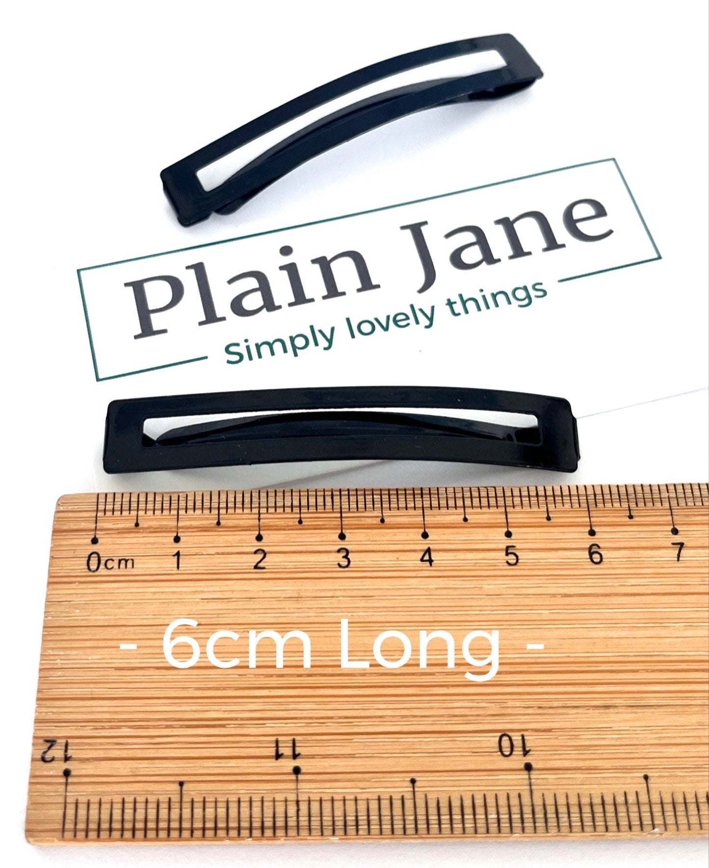 Black Hair Clips by Plain Jane: Retro Adult Hair Slides (x2)