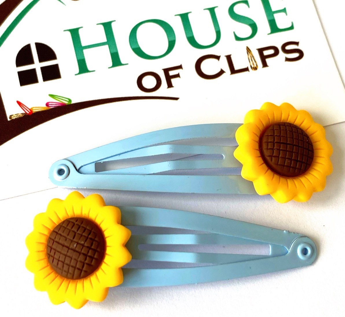 Sunflower Hair Clips: Girls Flower Barrettes (Set of 2)