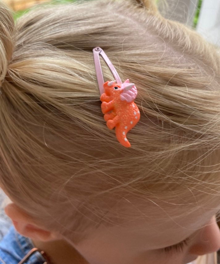 Dinosaur Hair Clips: Stegosaurus, Triceratops, Diplodocus (Set of 2)