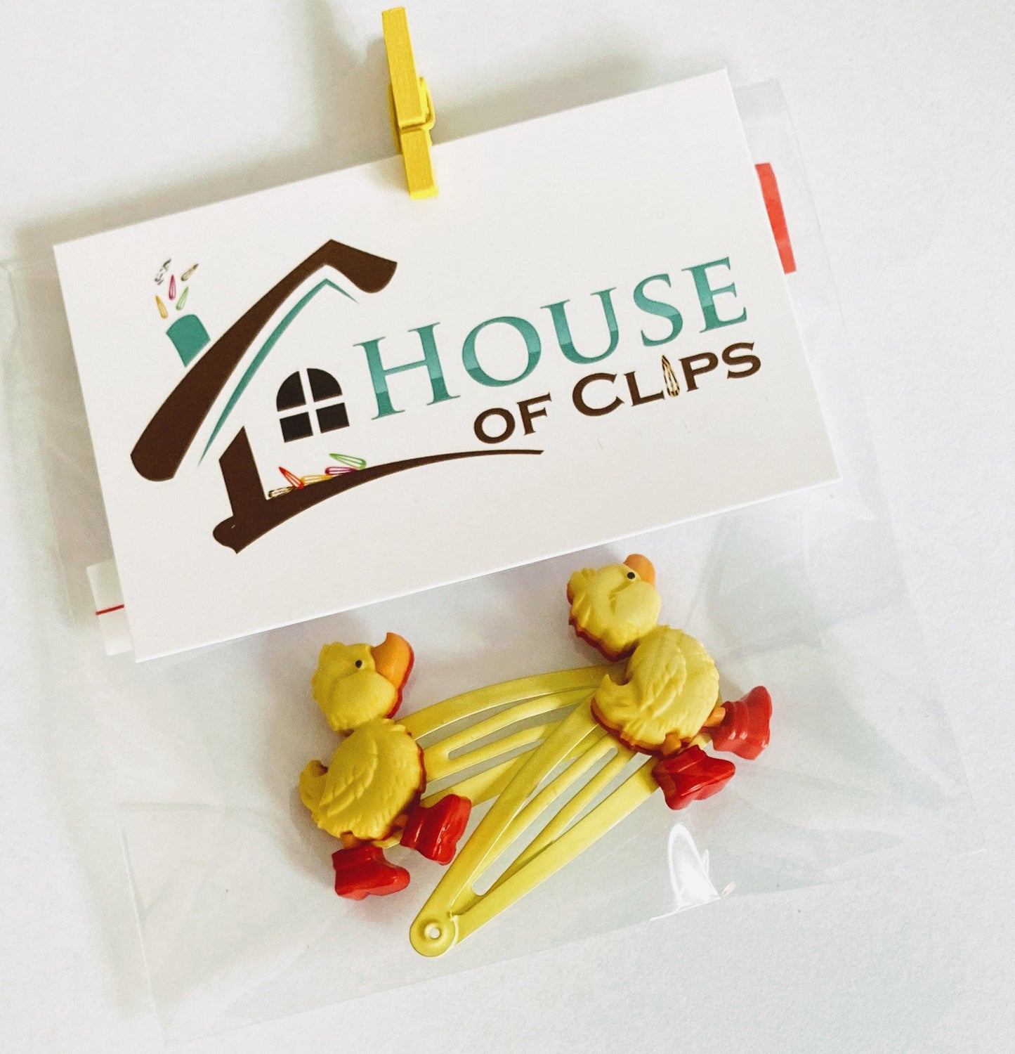 Duck Hair Clips: Farm Animal Barrettes, Red Clip (x2)