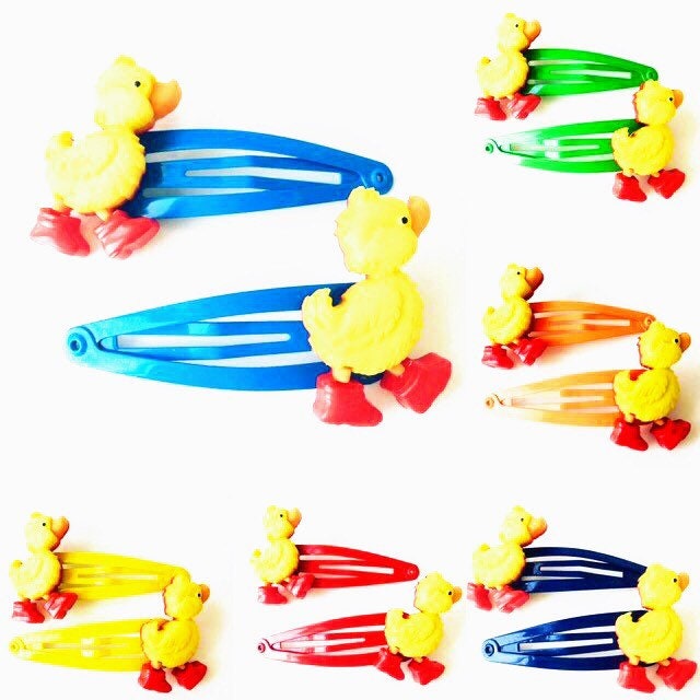 Duck Hair Clips: Farm Animal Barrettes, Red Clip (x2)