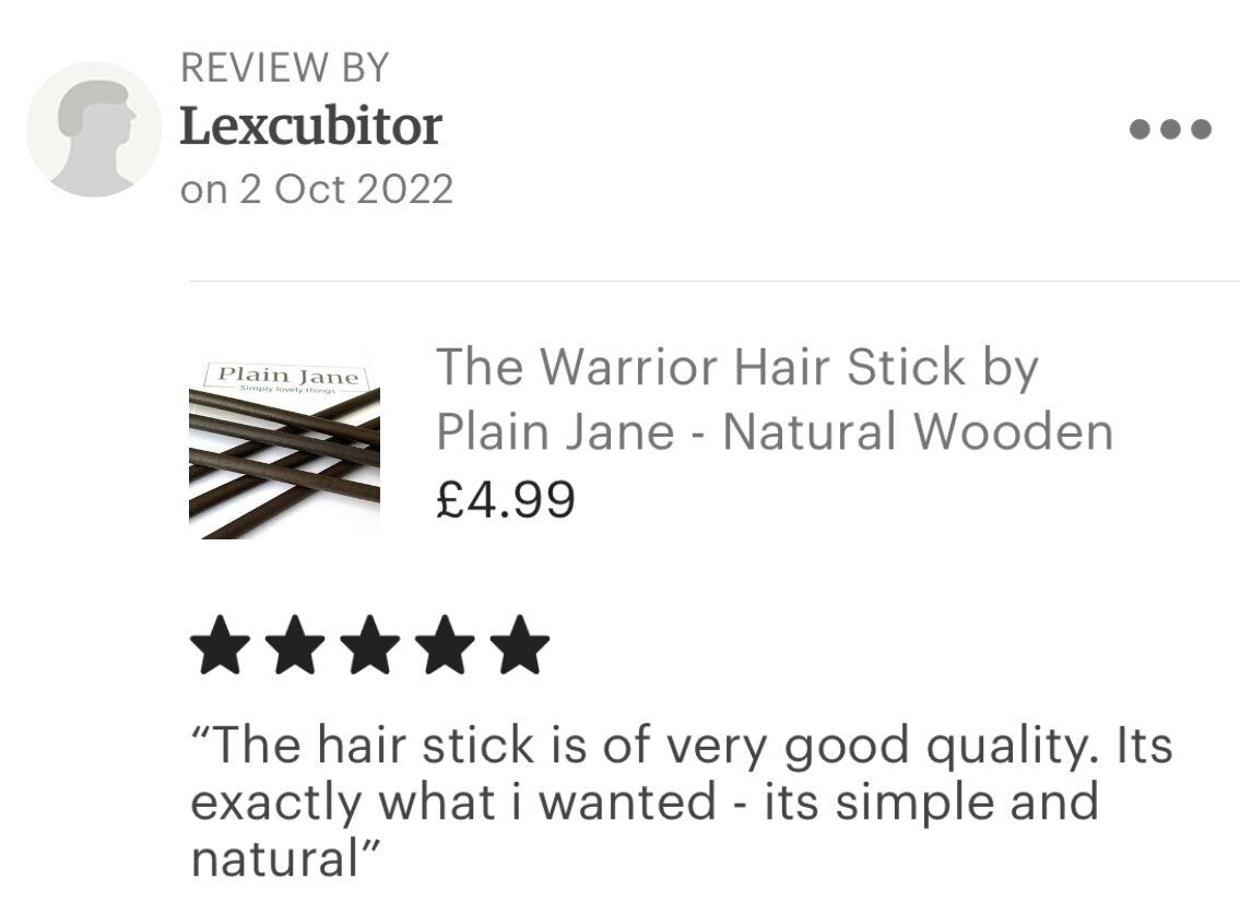 The Warrior Hair Stick by Plain Jane - Natural Wooden Hair Stick - Wooden Bun Stick - Wooden Hair Stick Black -
