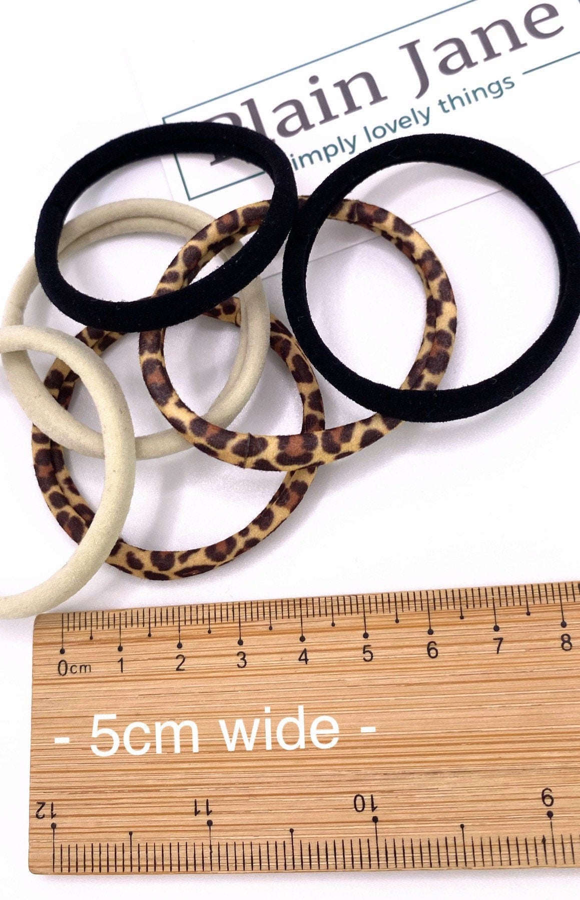 Strong Nylon Hair Elastics: Leopard, Blonde, Black - Set of 6