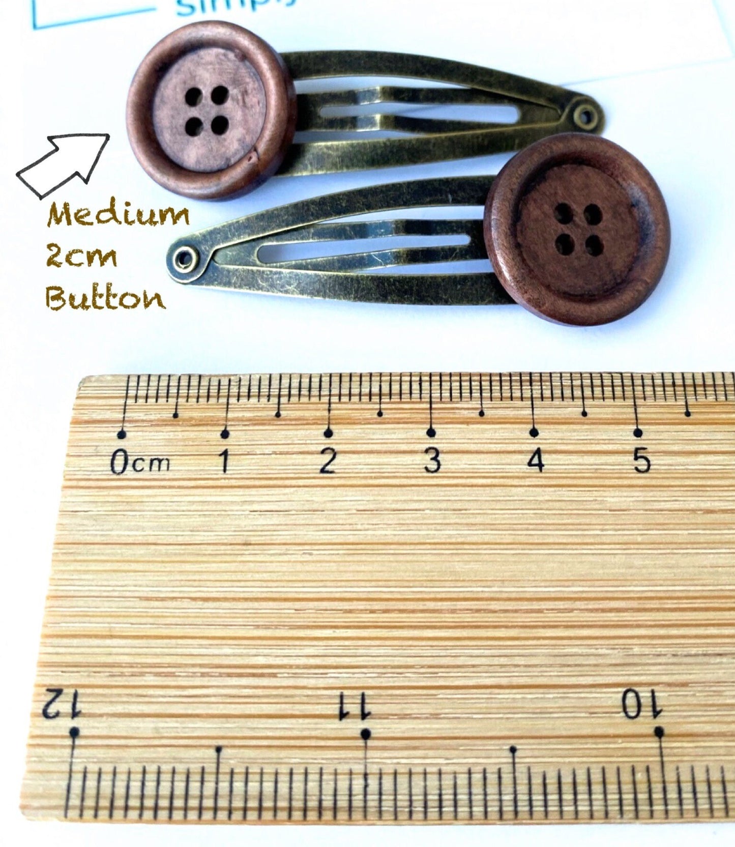 Grandad's Missing Button Hair Clips x2 / Button Hair Clips / Vintage Style Hair Clips / Hair Clips Ladies / Ladies Brown Snap Clips / Vintag