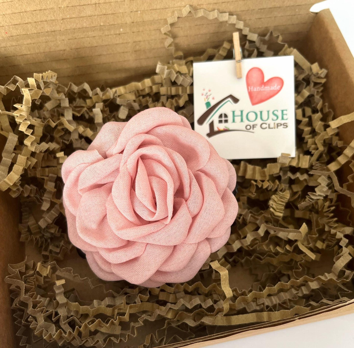 Handmade Fabric Rose Hair Clip: Champagne, Pink & Red
