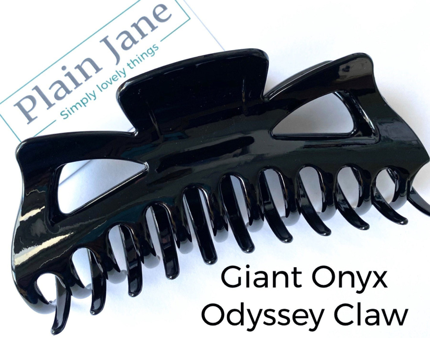 The Plain Jane Giant Onyx Odyssey Claw - Black Large Hair Claw - Vintage Style Large Hair Clamp - Black Hair Clip For Long Thick Hair -